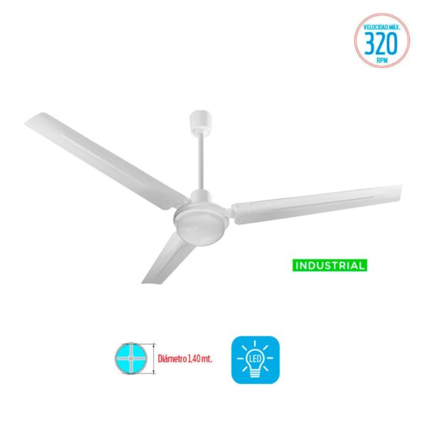 Liliana Ventilador Techo Industrial 3 Aspas Metal 90W Luz Led Vthi513