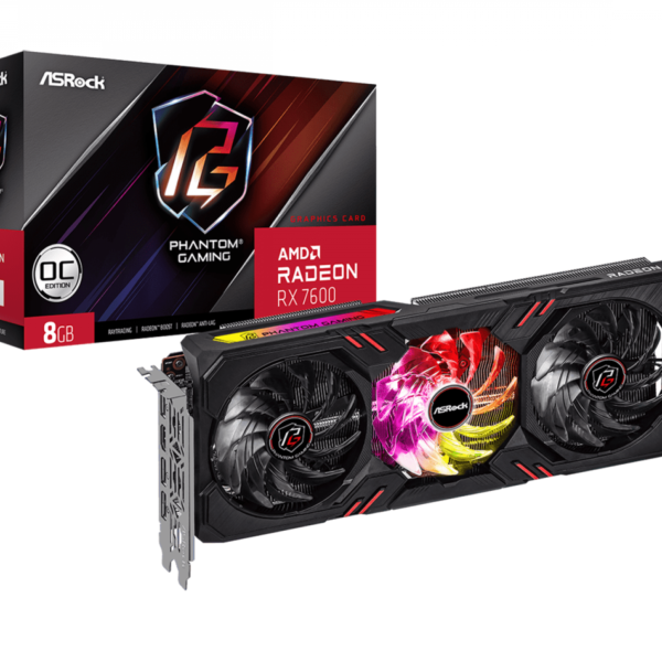 Placa De Video Asrock Rx 7600 8Gb Phantom Gaming