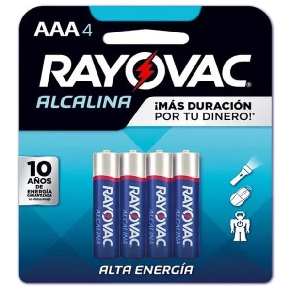 Pila Alcalina Rayovac Tamaño Aaa Blister X4