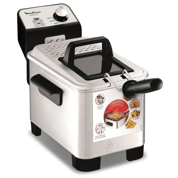 Freidora Moulinex Am338058 Easy Pro - Acero, 1.2Kg, 2000-2400W, 3 Lts Usa Aceite