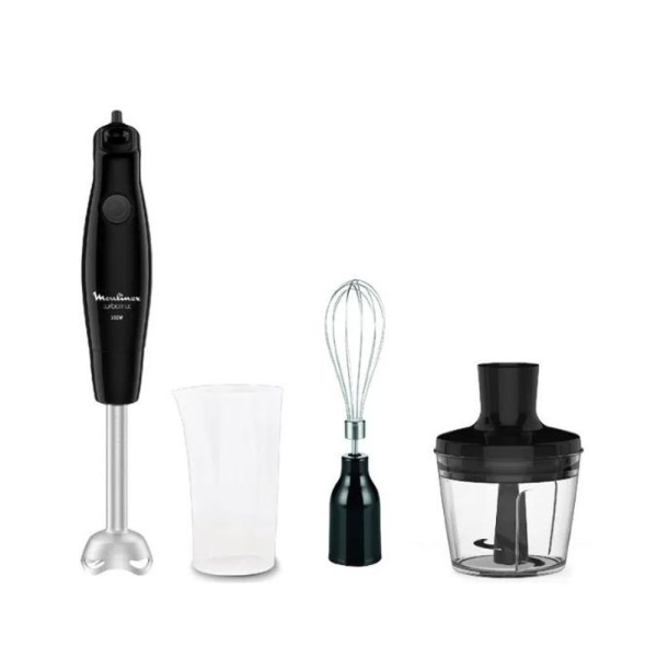 Licuadora De Mano Moulinex Dd1238Ar Turbomix 3 En 1 - 350W, Negra Pie A.Inox