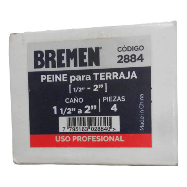 Peine Terraja 1/2 - 2 Caño 1 1/2 A 2 Jgo 4U Bre