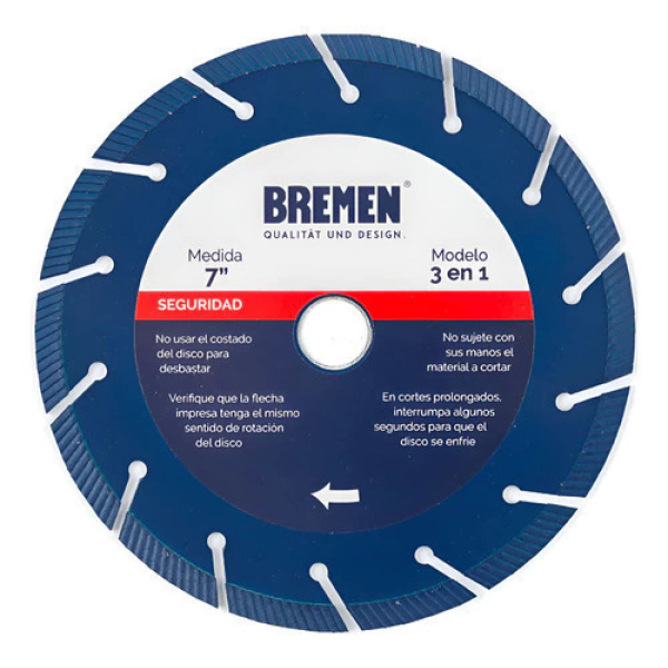 Disco Hormigon Diamantado 3 En 1 De 7 Plg Bremen